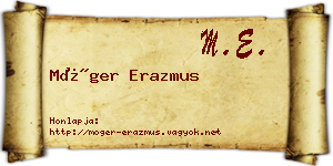 Móger Erazmus névjegykártya